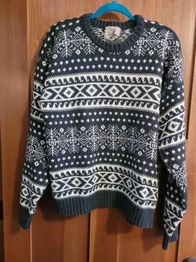Vintage Wrangler Black & White Fair Isle Crewneck Sweater